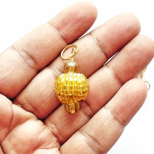 Adikala Pack of 10/20 Cutdana Beads Fancy DesignerMulti-Purpose Women's Ethnic Wear Hanging Latkan Brooch Tassels for Blouse, Lehenga, Suit & Dupatta Embellishment & Decoration (10, Golden)