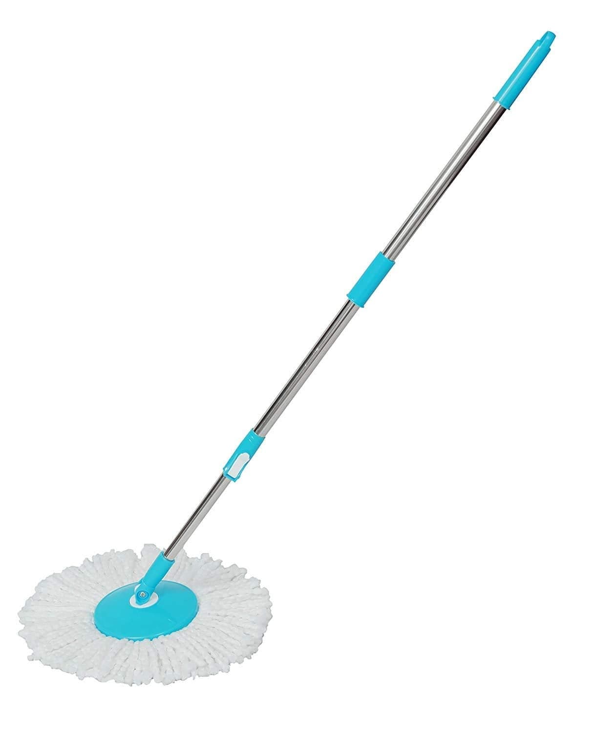 Duomus Spin Mop Handle Stick with Microfiber Head Refill Stainless Steel Pole for 360 Floor Cleaning Mop