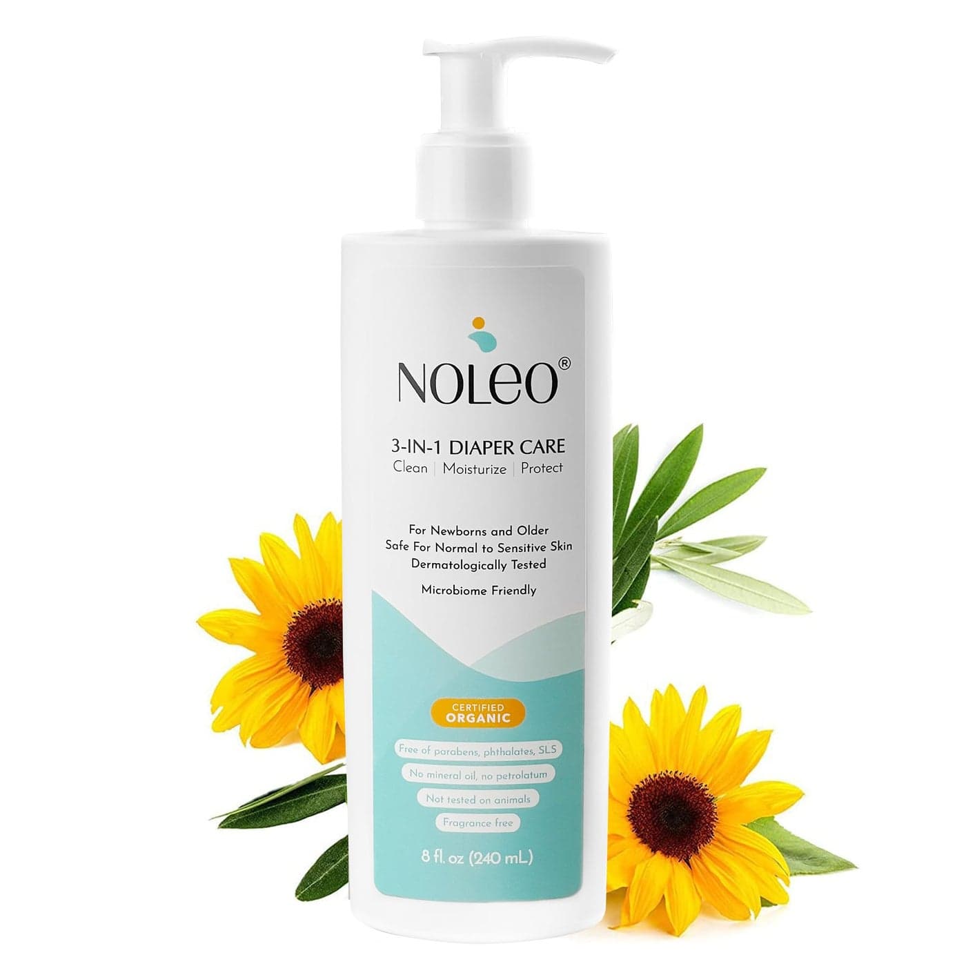3in1 Diaper Care Baby Cream Cleanser Baby Lotion Organic Diaper Rash Cream Baby Diaper Rash Ointment Baby Care Products Diaper Cream to Clean Moisturize Protect Baby Skin 8 oz