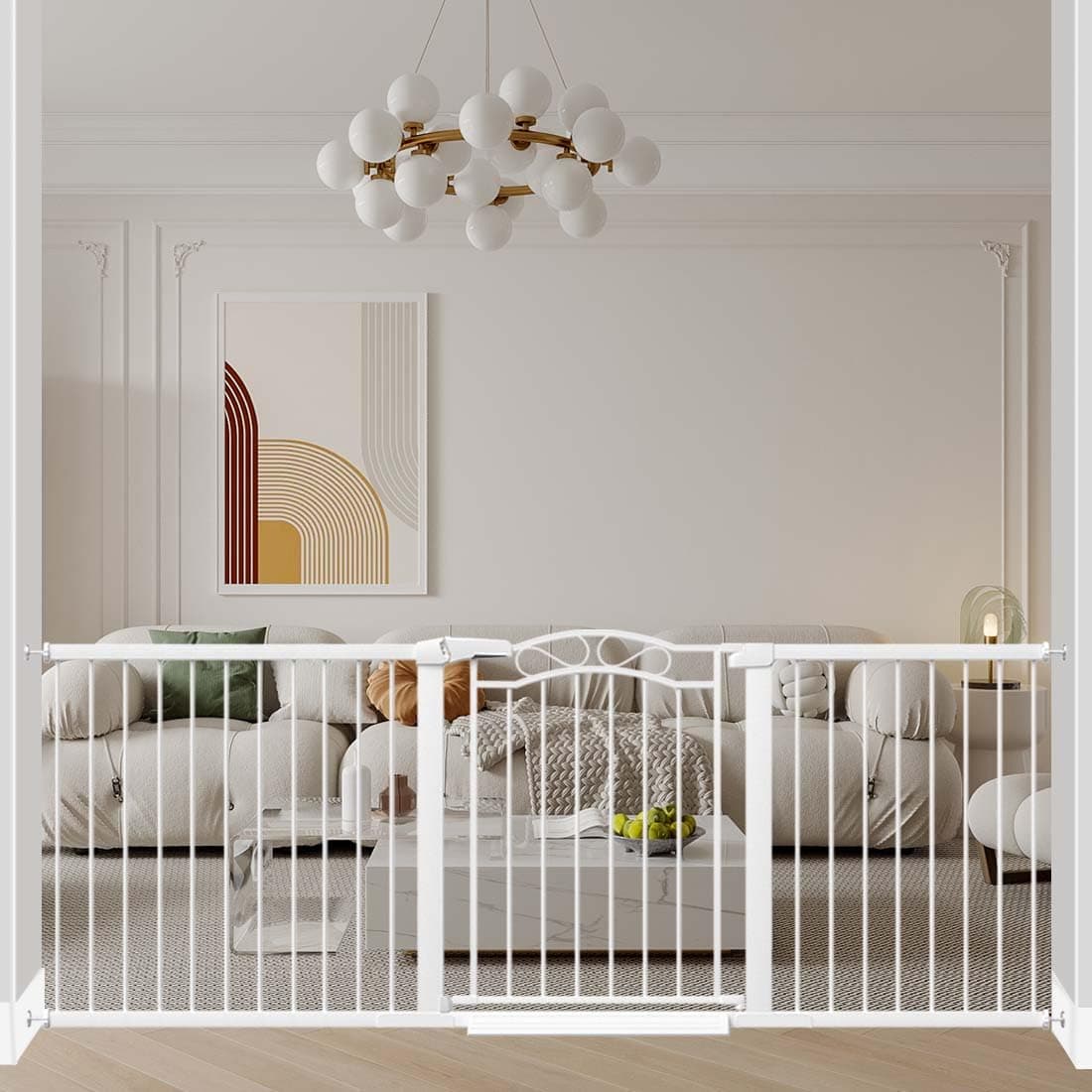 Fairy Baby 819846 Extra Wide Press Mounted Baby Gate Indoor for Kids Or Pets Walk Thru No Drill Long Dog Gates for The House Doorway Child Safety Gate