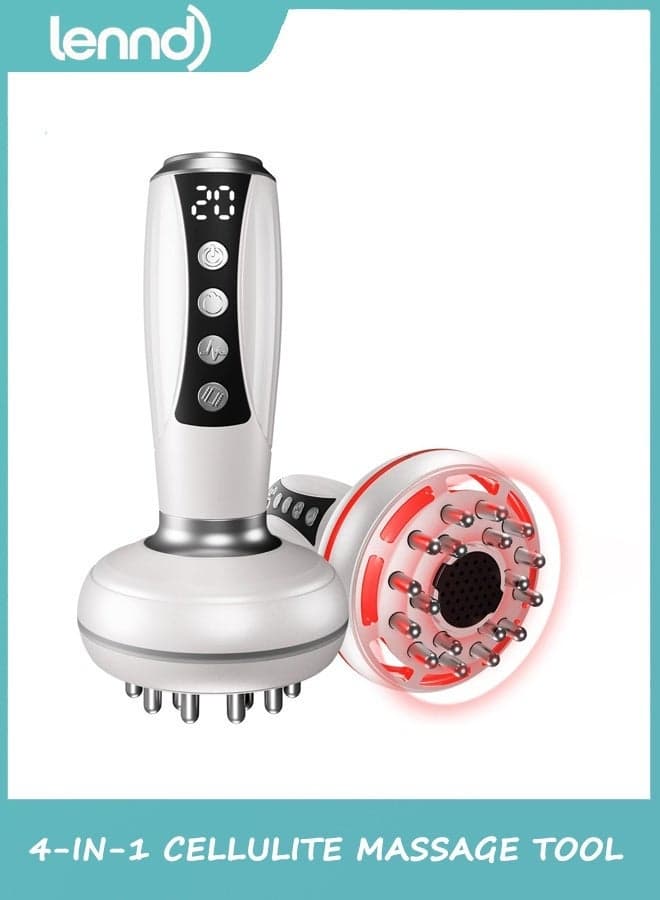 4-in-1 Lymphatic Drainage Massager - Cellulite Massage Tool Helps Reduce Stretch Marks & Cellulite, Body Sculpting Machine with Light, Heat & Vibration for Legs, Arms & Belly