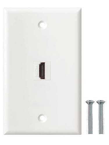 HDMI Wall Plate, 1 Port 4K HDMI Keystone Female to Female Wall Plate-White