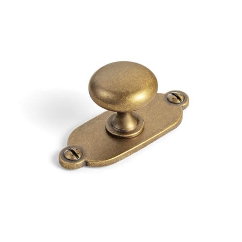 Goo-Ki Antique Brass Zinc Alloy Cabinet Knob with Backplate - Single Hole Center Cabinet Pull Hardware for Bedroom, Kitchen, 6 Pack(8611-G013)