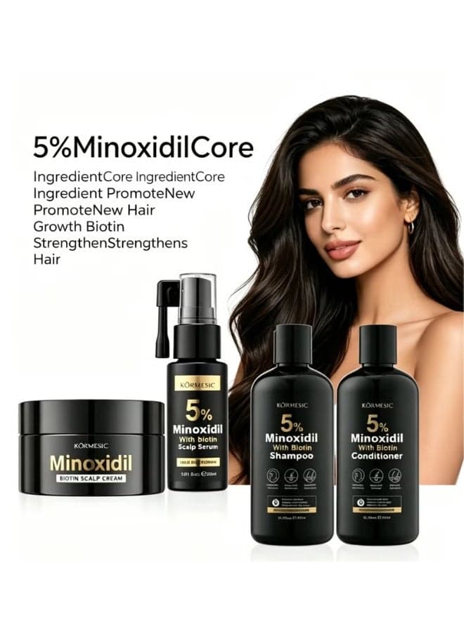 Ultimate Hair Growth and Thickening Set with 5% Minoxidil Shampoo Conditioner Serum and Massage Cream Formulated to Support Strong Roots Reduced Hair Fall and Improved Hair Density
