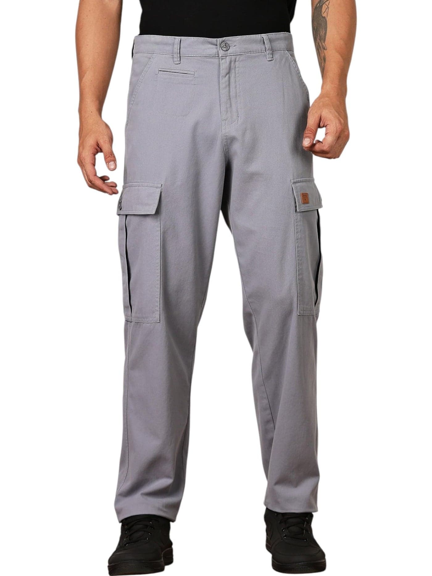 Thomas Scott Men's | Straight Fit | Mid-Rise | 100% Cotton | Solid | Button Closure | 7 Pockets | Woven | Cargo | Trouser (TSB030_LightBlue_30)