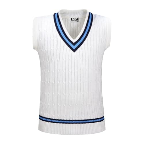 DSC Men Acrylic DS-200 Sweater Sleeveless S-XL, White