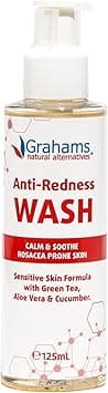 Grahams Natural Anti Redness Face Wash for RednessProne Skin and Rosacea Acne Infused with Green Tea Aloe Vera Cucumber Cooling Hydrating Facial Cleanser for Sensitive Skin 1 x 125ml