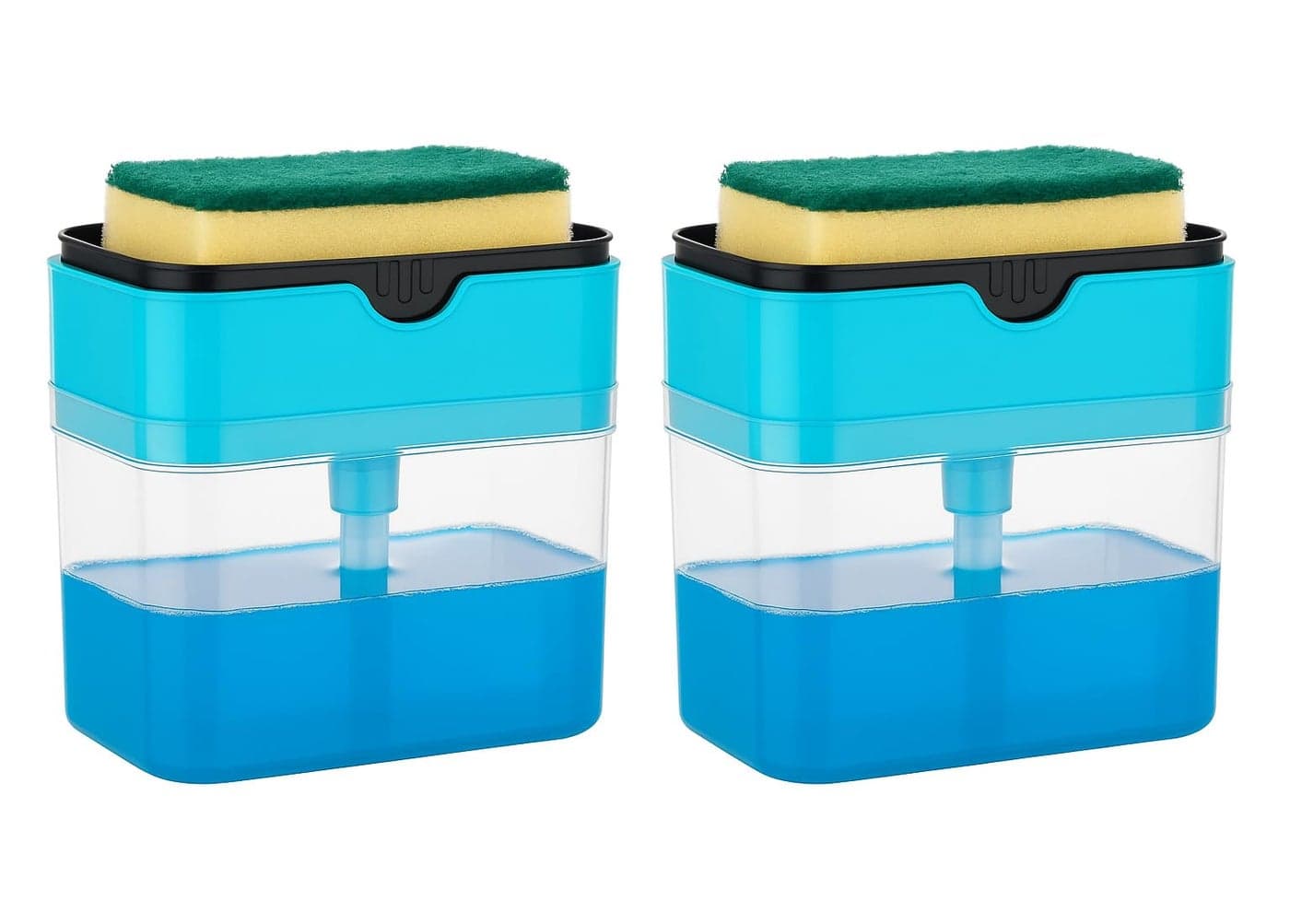 BENAVJI Outdoor Living Liquid soap Dispenser with Sponge Holder for Kitchen Sink, dishwash, Soap Dishwasher Liquid Holder Kitchen Sink Accessories Items Pack of 2