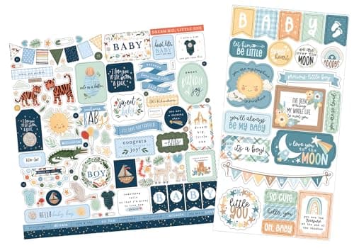 Baby Boy Decorative Scrapbook Stickers Cute Phrases Blue Aesthetic 2 Items
