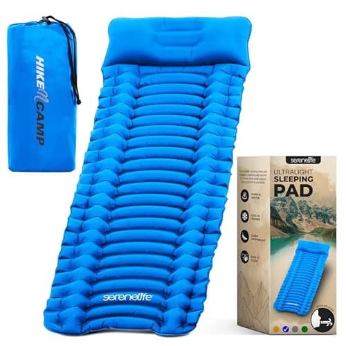 SereneLife Sleeping Pad for Camping - Compact Sleeping Mat with Quick-Inflating, Lightweight, and Tear-Resistant Backpacking Air Mattress with Carrying Bag for Camping, Backpacking, Hiking