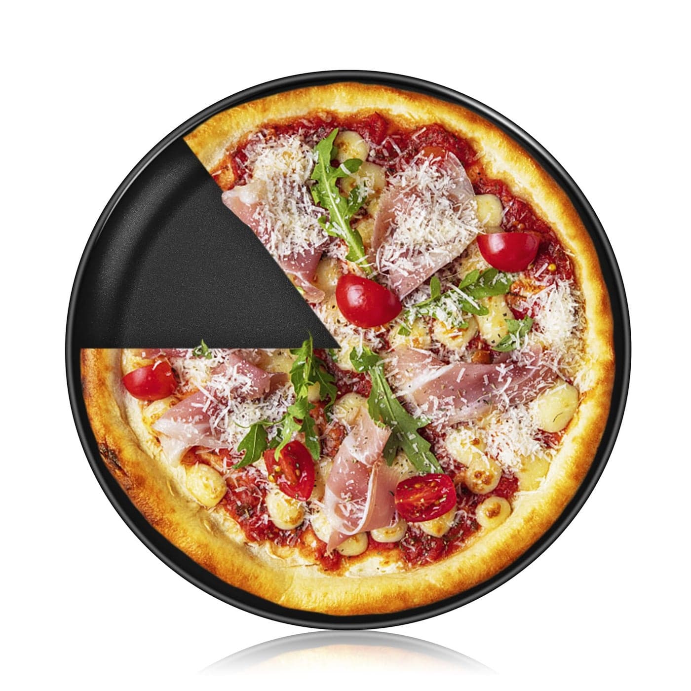 PP CHEF Pizza Pan Bakeware for Home Kitchen Stainless Steel Pizza Tray for Baking Pizza Healthy Reusable Easy Clean Oven Freezer Safe 10 Inch Black