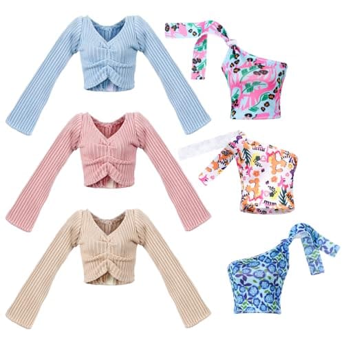 Bencailor 6 Pcs Doll Clothes for 118 Inch Doll Clothing Outfit Accessories Winter Coat Tops Swimwear T Shirt Dress Outfit Birthday GiftGraceful StyleLight Color