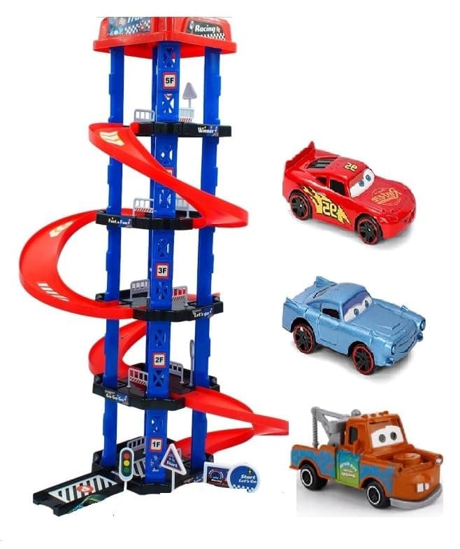Bestie toys Vehicle Set Toy for Children - City Passenger Track & Parking Car Garage Toy Set, Gifts for Boys Girls 3 4 5 (3 Cars)