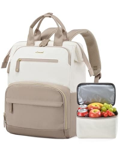 LOVEVOOK Lunch Backpack for Women, 15.6 Inch Laptop Bag with Insulated Cooler Lunch Box, Work Backpack for Teacher Nurse, Travel Backpack Lunch Bag for Camping Picnic Daily Use