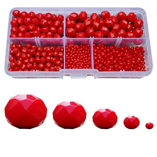 Chengmu Ceramic Red Rondelle Glass Beads for Jewelry Making Faceted Briolette Crytal Spacer Beads for Bracelet Necklace Earring 2mm 4mm 6mm 8mm 10mm Mixed Sizes 1000pcs