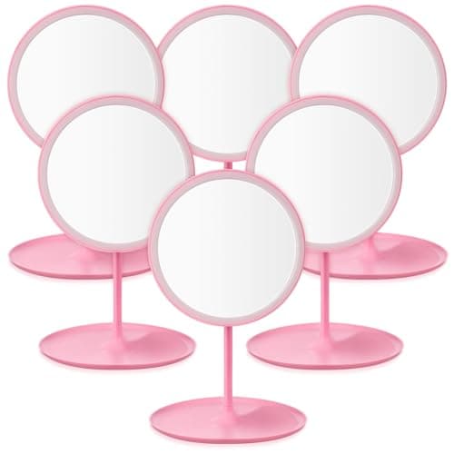 DoubleFill 6 Pcs Spa Party Mirror Spa Party Supplies Sleepover Accessory Favors Makeup Mirror for Sleepover Slumber Birthday Favors Gift(Pink)