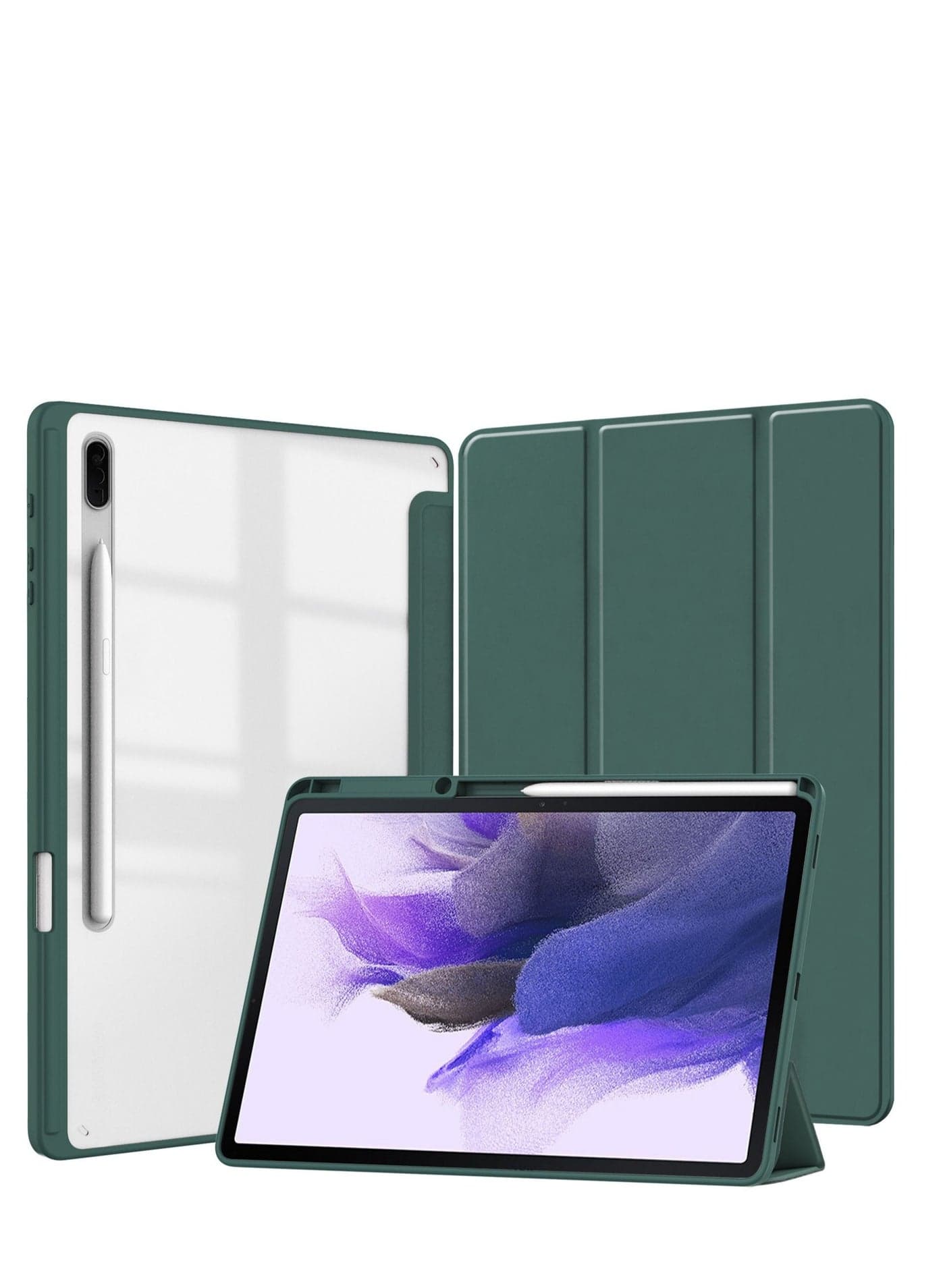 Case for Samsung Galaxy Tab S8/Tab S7 11 Inch (Model SM-X700/X706/T870/T875/T878) with Pen Holder, Shockproof Cover with Clear Transparent Back Shell, Auto Wake Sleep