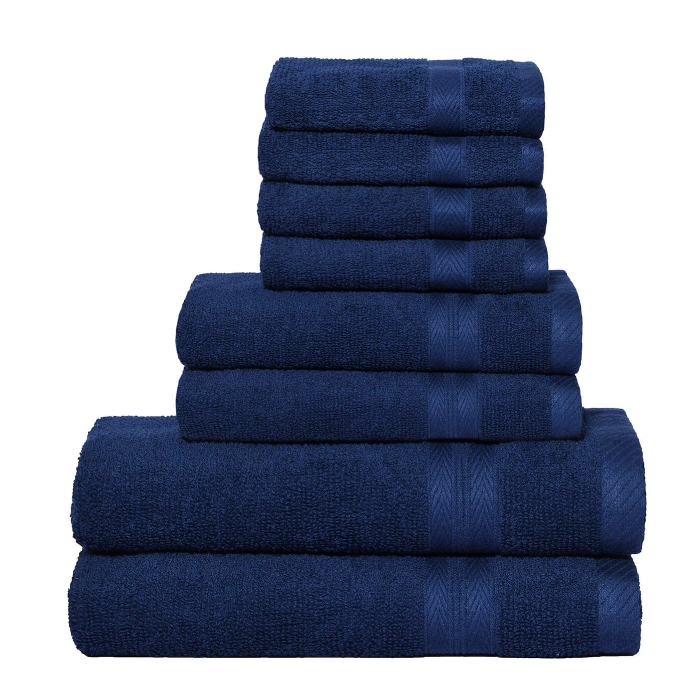 BOUTIQUO Navy Blue Towel Set 8 Piece Bathroom Towel Set 100 Ring Spun Cotton 2 Bath Towel 27x54 2 Hand Towel 16x28 and 4 Washcloth 13x13 Ultra Soft Highly Absorbent Towel Set Navy Blue