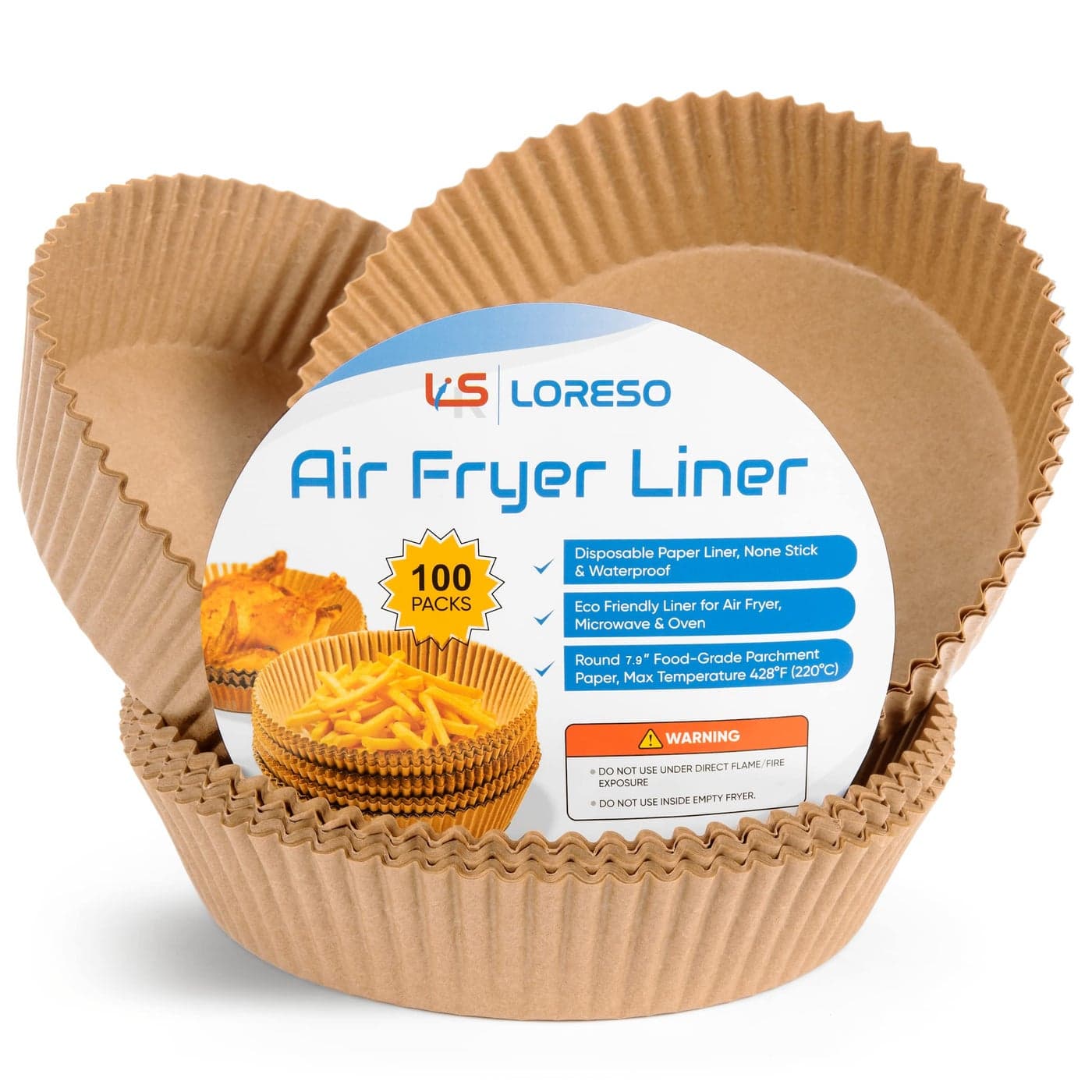 Air Fryer Liners Disposable Parchment Paper 100 Count 78 Inch NonStick 58 Quart 79 Round 100CT