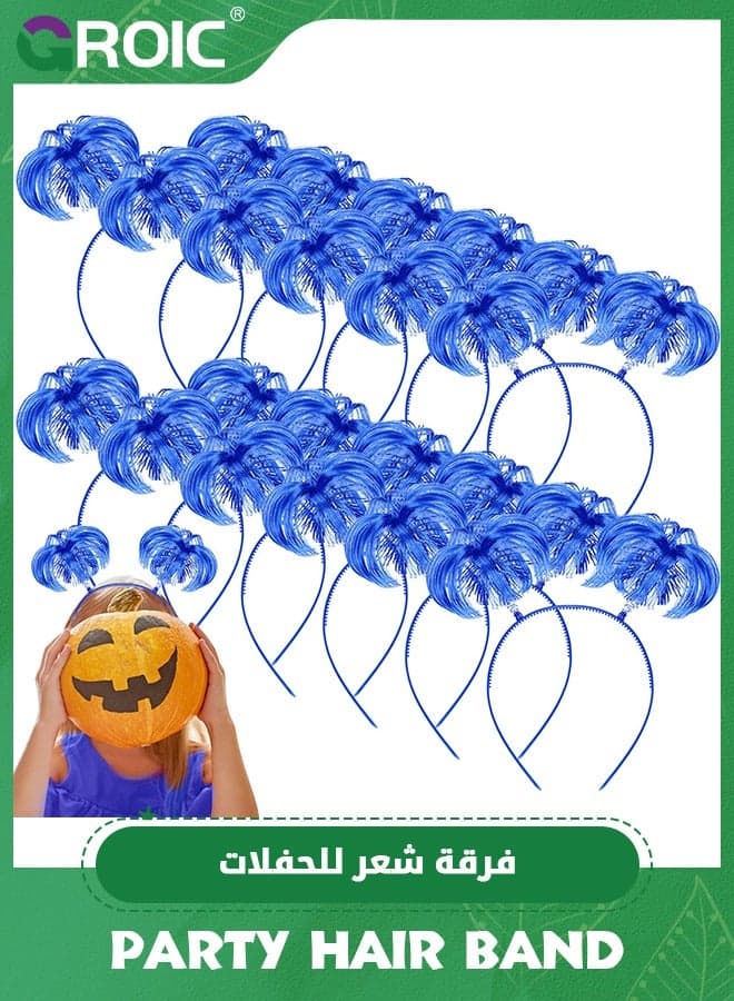 6 Pieces Tinsel Wrapped Ponytails Headbands Headwear Feathers Head Bopper for Women Girls Hair Costume Party Dress-up Accessories (Blue)
