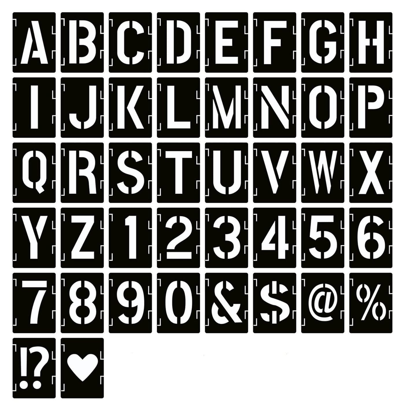 7 Inch Letter Stencils Symbol Numbers Craft Stencils 42 Pcs Reusable Alphabet Templates Interlocking Stencil Kit for Painting on Wood Wall Fabric Rock Sign DIY Art Projects 7 inch