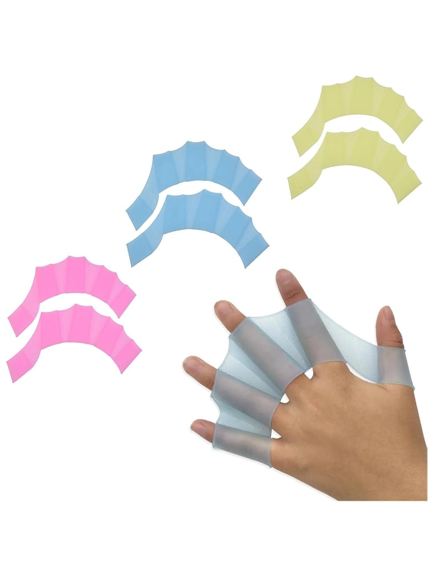 3 Pairs Silicone Swim Gloves Finger Frog Type Mesh Aquatic Training Waterproof Fitness Paddle Aerobics Boys Girls(S)