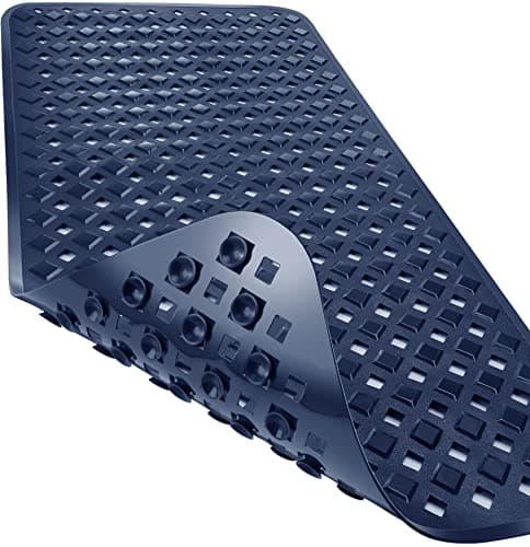 Yimobra Bathtub Mat Non Slip 345x155 Inch Long Shower Mat with Drain Holes Suction Cups Bath Mats for Inside Shower Machine Washable BPA Latex Phthalate Free Navy Blue