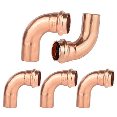 5Pack HeSun Copper Press Street Elbow90 Degree 1 FTG x 1 Press Pressure Fittings FTG x P for Copper Tube ConnectionPRESS036