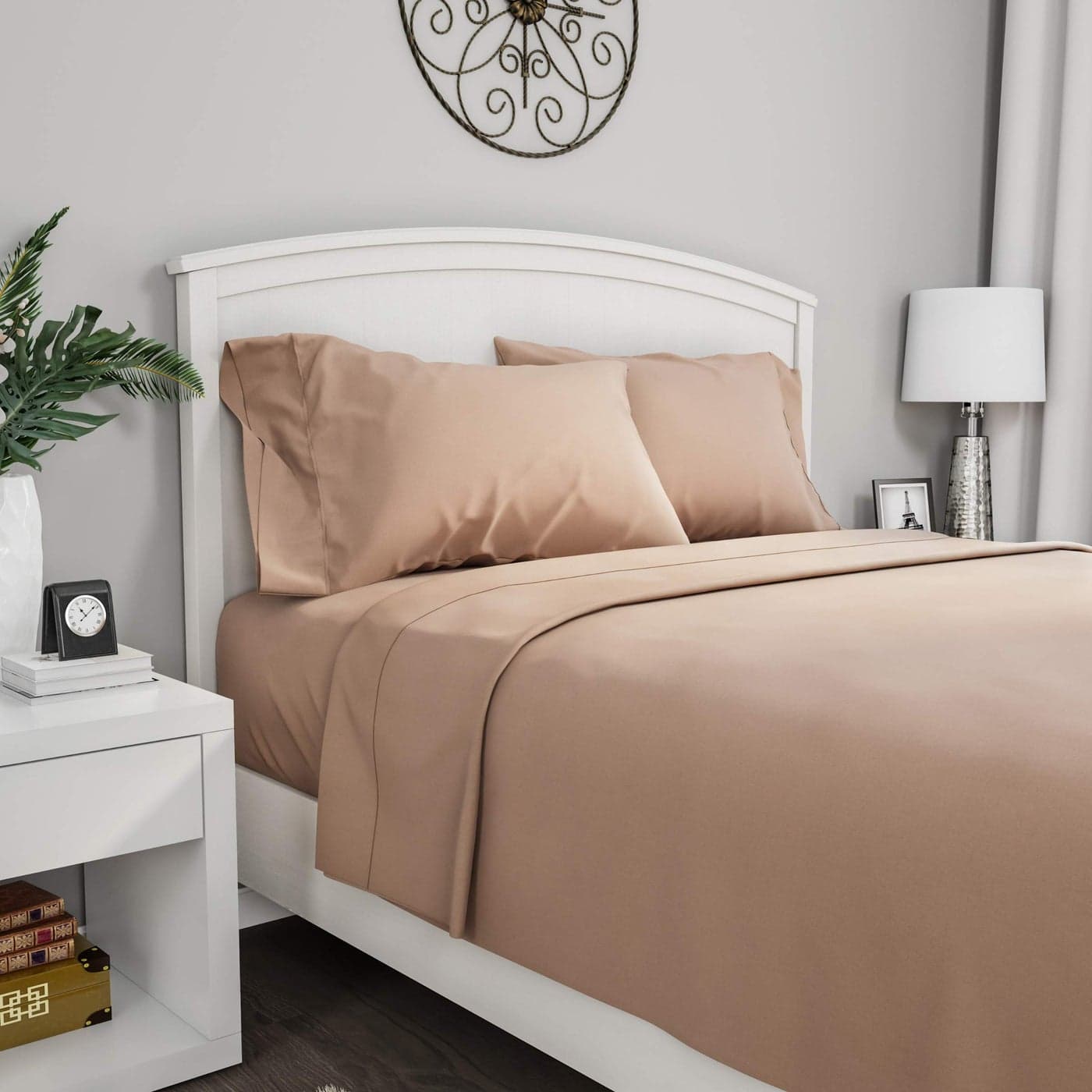Brushed Microfiber Sheet Set 3 Piece Bed LinensFitted Flat Sheets Plus A PillowcaseWrinkle Stain Fade Resistant by Lavish Home Twin Beige