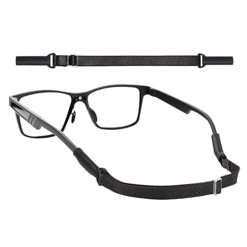 AEC Adjustable Glasses Straps No Tail Holders Around Neck Retainers - Sunglasses Strechable Straps Lanyard for Men Women & Kids (10IN, Black, Pack Of 1)