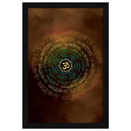 ArtX OM Namah Shivaya Framed Painting, Wall Art Painting, Synthetic Wood, 12.0 X 18.0 inches, Multicolour