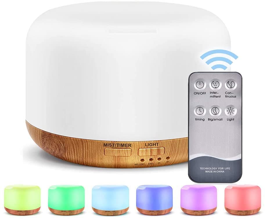 Oil Diffuser Humidifier 300MLElectric Ultrasonic Air Aroma Diffusers VaporizerScent Mist Defuser with RemoteAutoOff7led Color Changing Light for Large Bed RoomHomeOffice