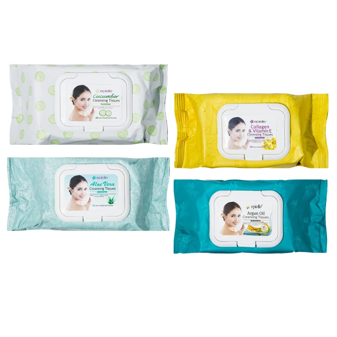 Epielle Makeup Remover Wipes Remove Dirt Oil Waterproof Mascara Gentle Daily Facial Cleanser Towelettes with Collagen Cucumber Aloe Vera Argan Oil Vegan CrueltyFree 60 Count Pack of 4