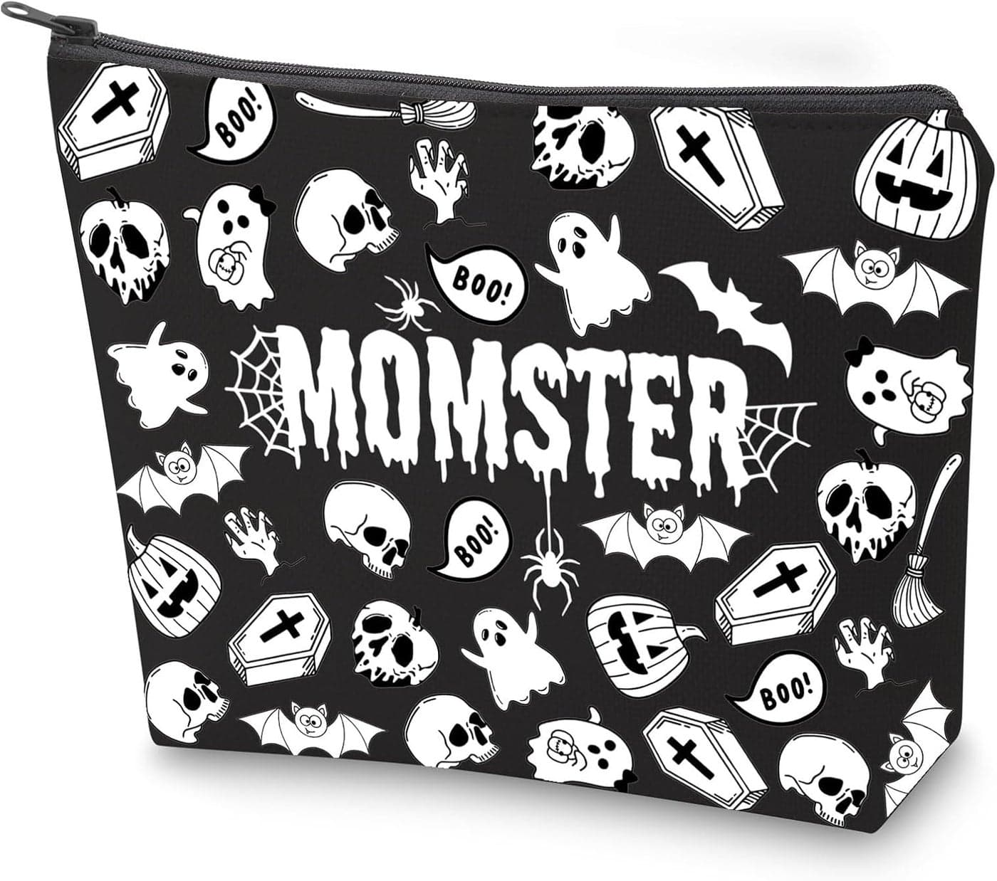 ZJXHPO Momster Halloween Cosmetic Bag Spooky Season Makeup Bag With Zipper Spooky Mama Halloween Party Gift (Momster)