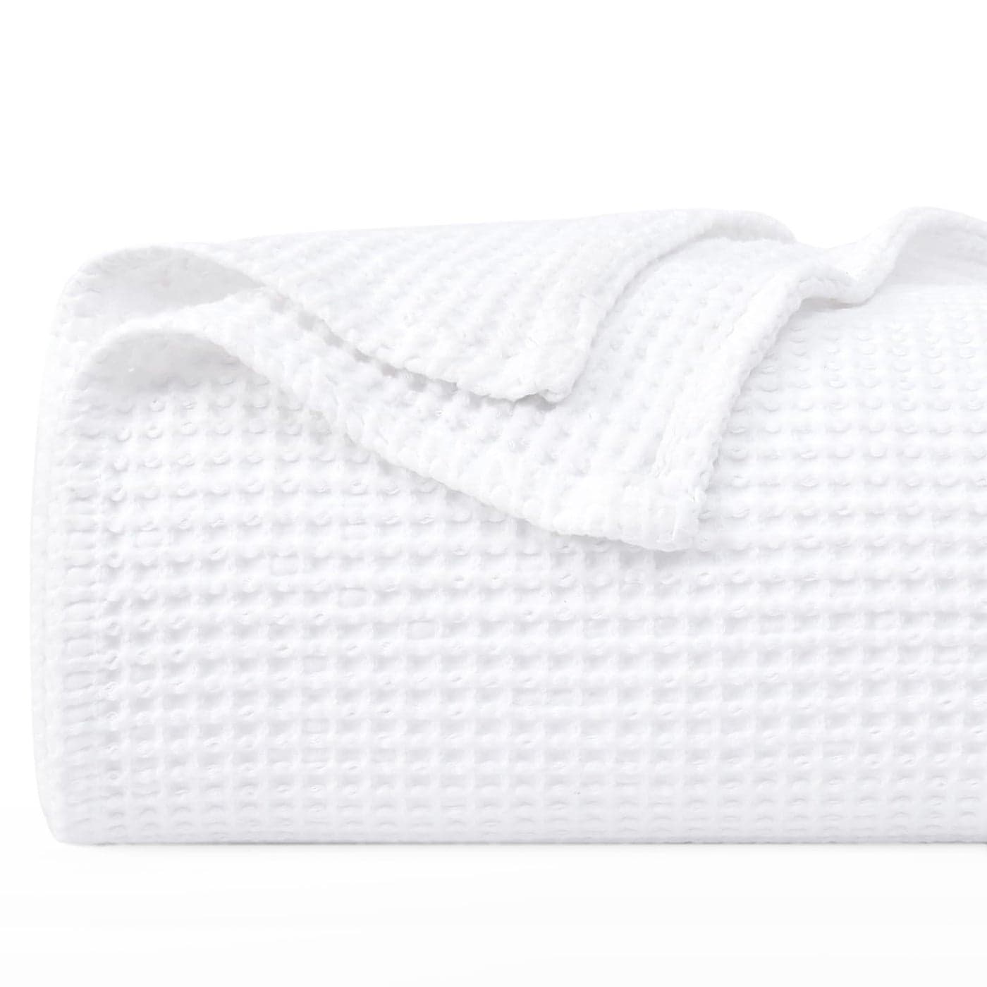 PHF 100 Cotton Waffle Weave Blanket Double Size 150 x 200cm PreWashed Lightweight Breathable Throw Blanket for Summer OekoTEX Certified for Bed Sofa Home Decor White
