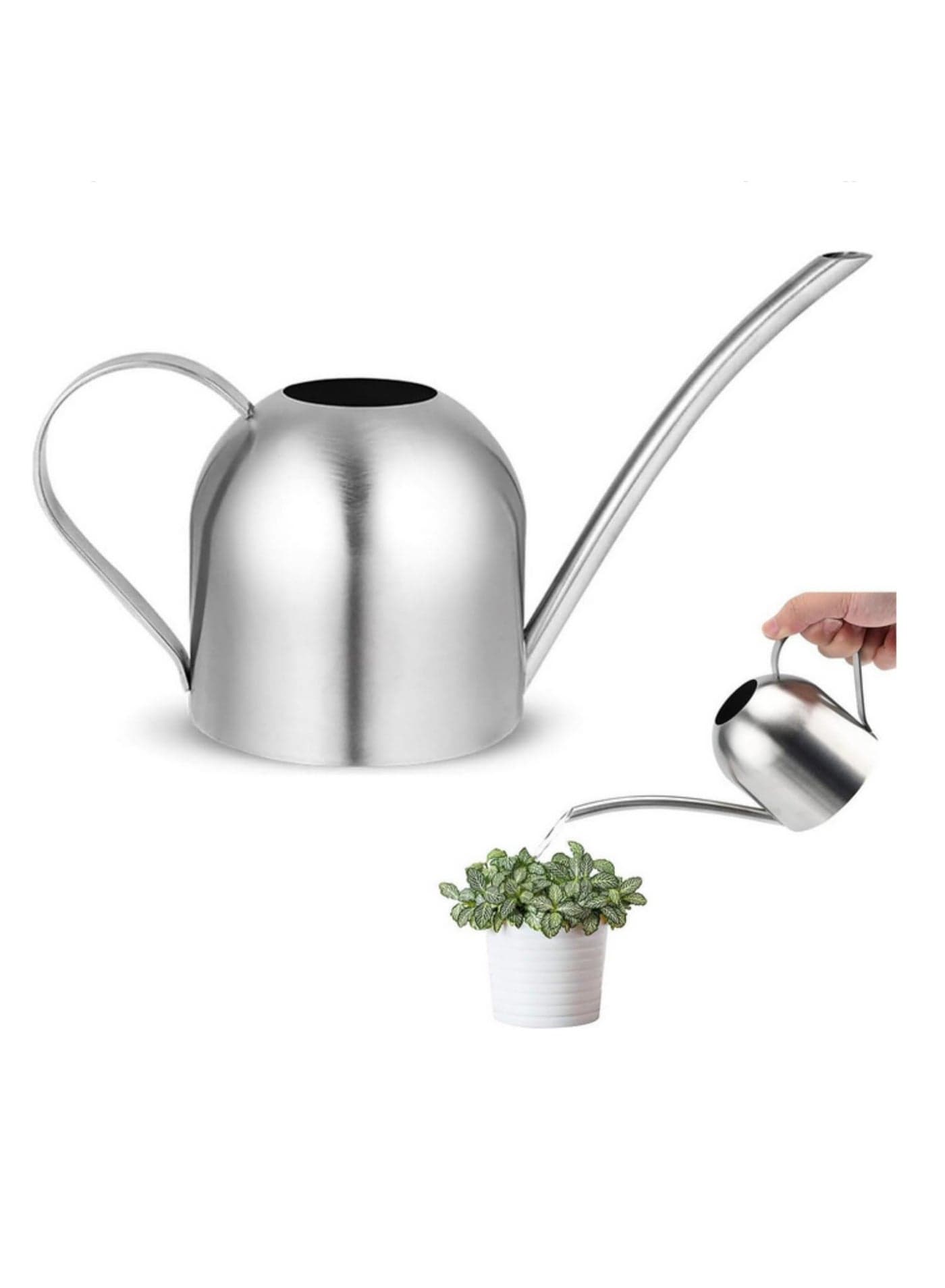 1pcs Stainless Steel Watering Pot Gardening Potted Small Watering Can Indoor Succulent Long Watering Flower Kettle 500ml silver