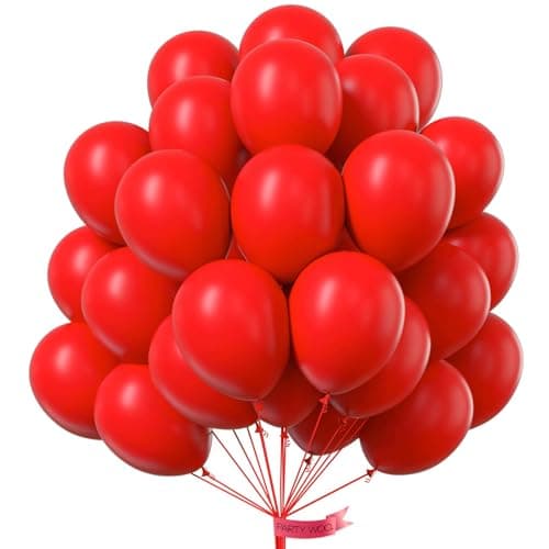 PartyWoo Red Balloons 100pcs 12 Inch Red Helium Balloons for Birthday Graduation Bachelorette Citizenship Firefighter Strawberry Anniversary Cherry Casino Movie Theme Party Decorations RedY57