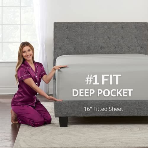 DeaLuxe Fitted Sheet 16" - Silver Light Gray Twin 16"
