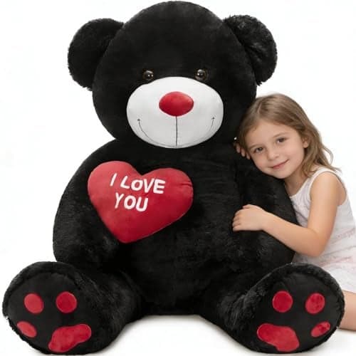 BENINY 43 Feet Giant Teddy Bear Stuffed Animal Large Black Plush Toys for Kids I Love You Valentines Gift for Girlfriend Wedding