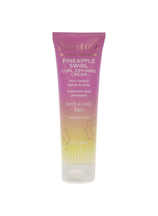 Beauty, Curl Defining Cream, For Curly, Coily and Textured Hair Types, Fresh Pineapple Scent, With Hyaluronic Acid + Coconut Oil, Silicone Free, 100% Vegan and Cruelty Free