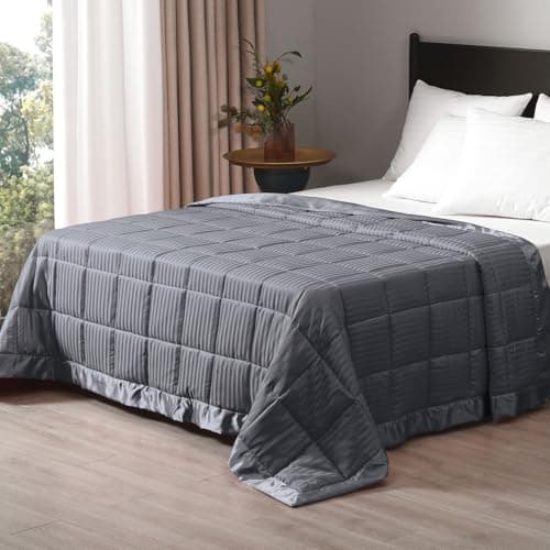 downluxe Weighted Blanket King Size 18 lb Weighted Blanket with Glass Beads for All Season Machine Washable Heavy Blanket Grey 108 X 90 Inch