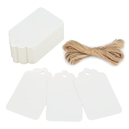 G2PLUS Price Tags, White Paper Gift Tag, 100 PCS Paper Tags with String, 2.8×1.6 in Blank Labeling Tag for Gift Wrapping, DIY Arts & Crafts, Wedding, Christmas, Mother's Day, Teachers Day