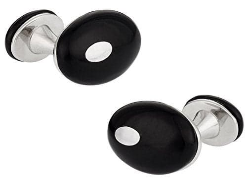 Double Black Onyx Silver Cufflinks by Cuff-Daddy