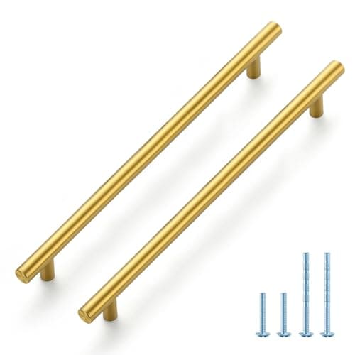 JOY DECOR 5 Pack 11310 Inch Cabinet Pulls Kitchen Cabinet Handles with 834 Inch Hole Center Brushed Brass Cabinet Hardware Stainless Steel Kitchen Drawer Pulls 224mm Hole Centers
