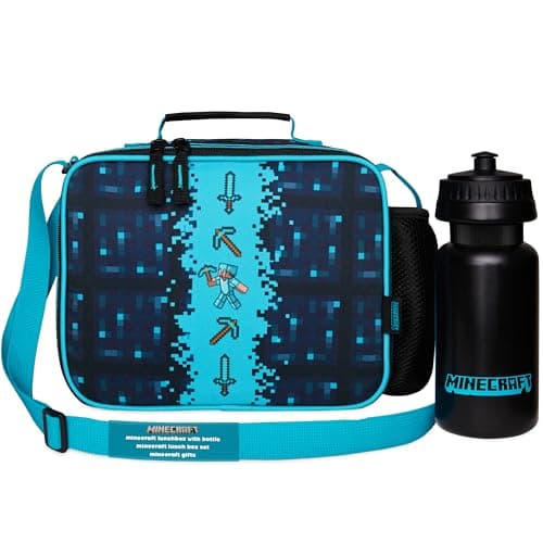 Minecraft Insulated Lunch Bag for Kids Creeper Lunchbox for Boys School Supplies Food Carrier Snacks Picnic Beach Days Travel Gamer Gifts for Kids (Blue/Black)