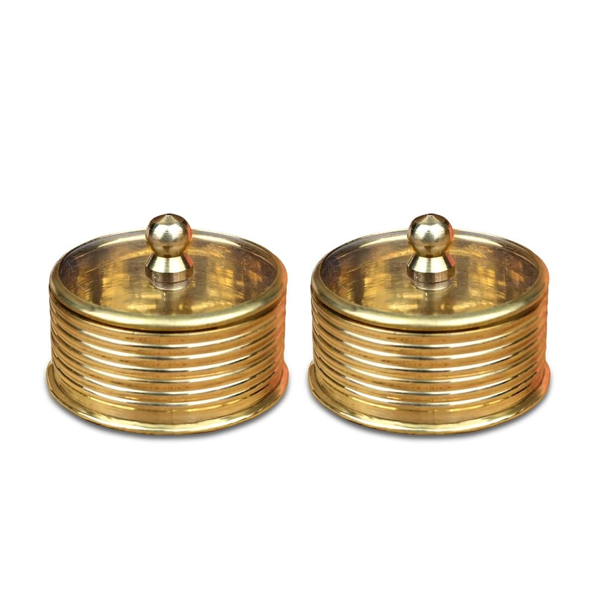 Rudra Centre Brass Container With Clear Lid Pack of 2