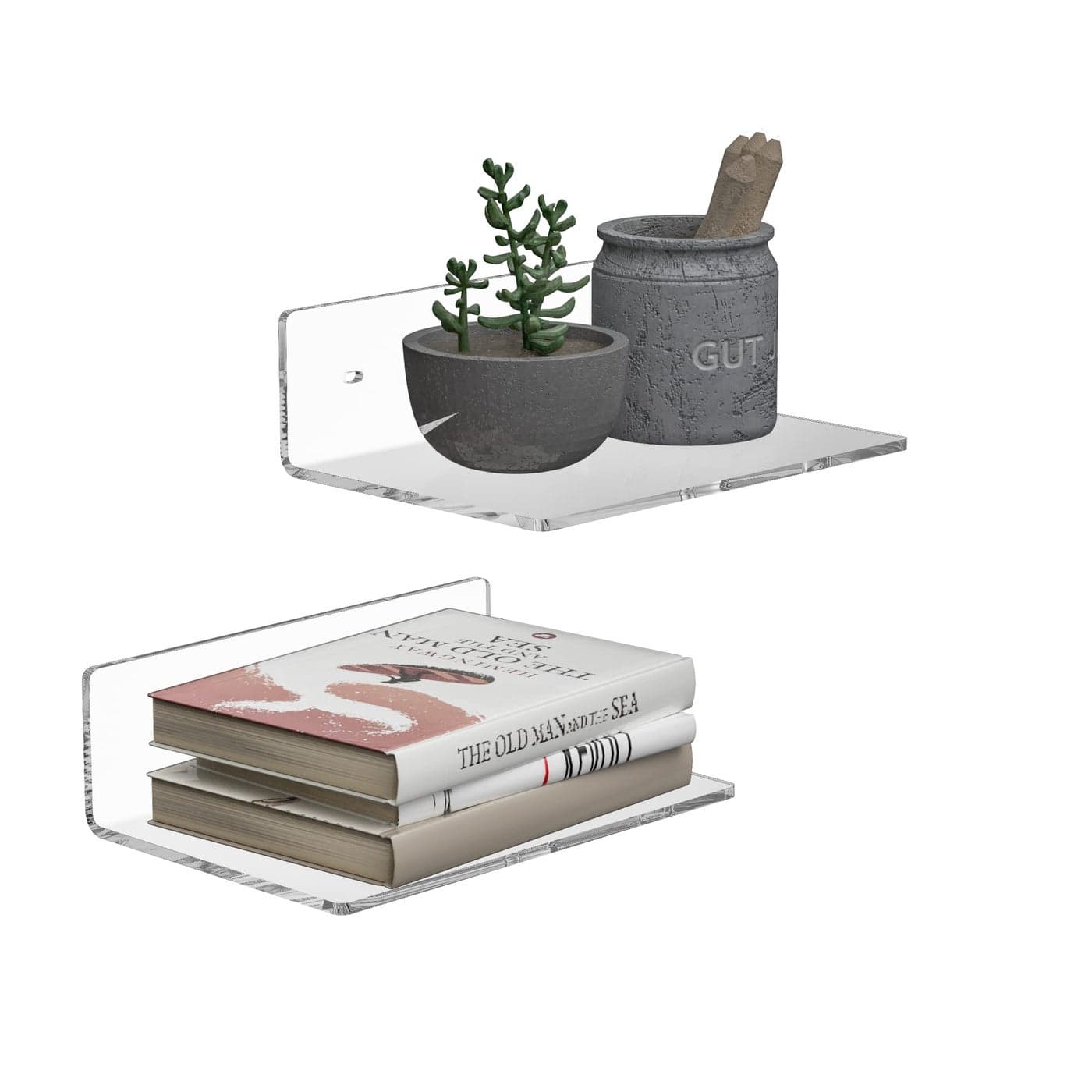 Sezanrpt 9 Inches Acrylic Wall Shelves 2 Pack Floating Shelf for Wall Mounting Acrylic Display Ledges for Funko Pop Figures Home Dcor Living Room Gaming Room Plants9 inch Clear