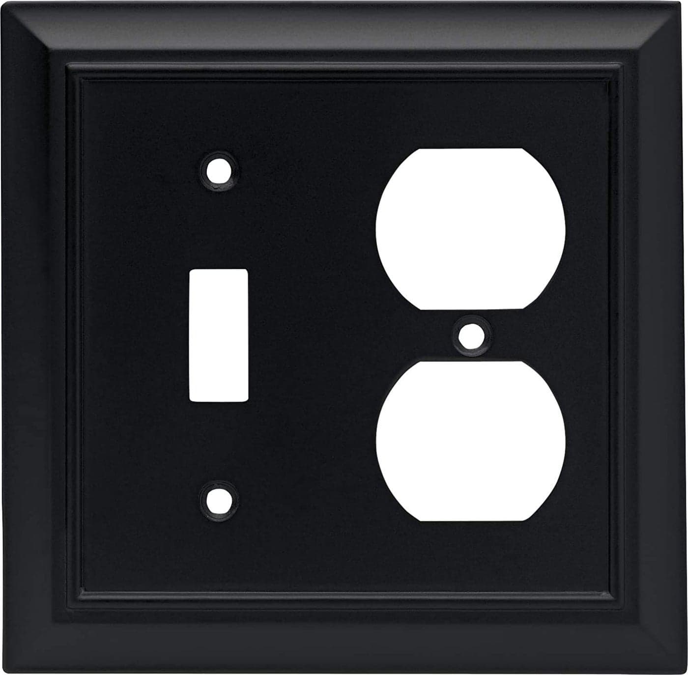 Franklin Brass Architectural (1-Pack) Single Switch/Duplex Combo Matte Black 2-Gang Combination Wall Plate Electrical Outlet Covers 64213