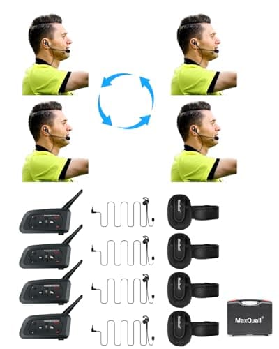 Maxquall Referee Headsets 24 Person V4 Plus Referee Communication System Football Wireless Bluetooth Intercom Builtin Pairing MemoryLatest ChipNewly Designed Earpiece4V4R Earphone