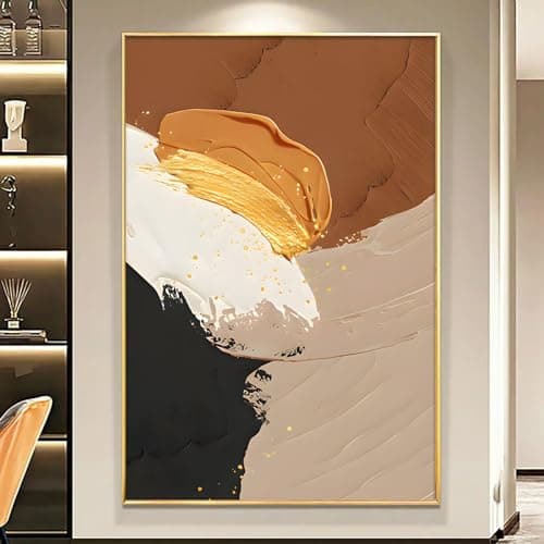 Brown and Beige Abstract Wall Art Modern Brown Paintings Beige Textured Painting Abstract Texture Wall Art Modern Abstract Pictures Black White Brown Abstract Art for Living Room 16x24inch Frameless